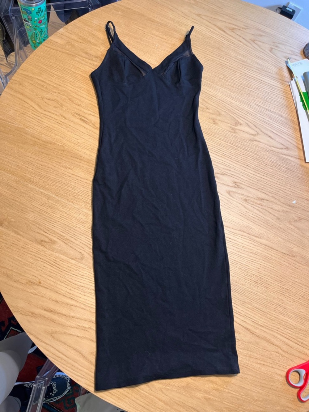 Forever 21 Black Slip Midi Dress with Thin Straps